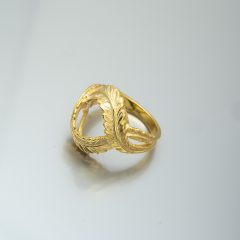 Feather Embrace Χρυσό Δαχτυλίδι Ασήμι 925 με Σχέδιο Φύλλων – Elegant Luxury 5,4g