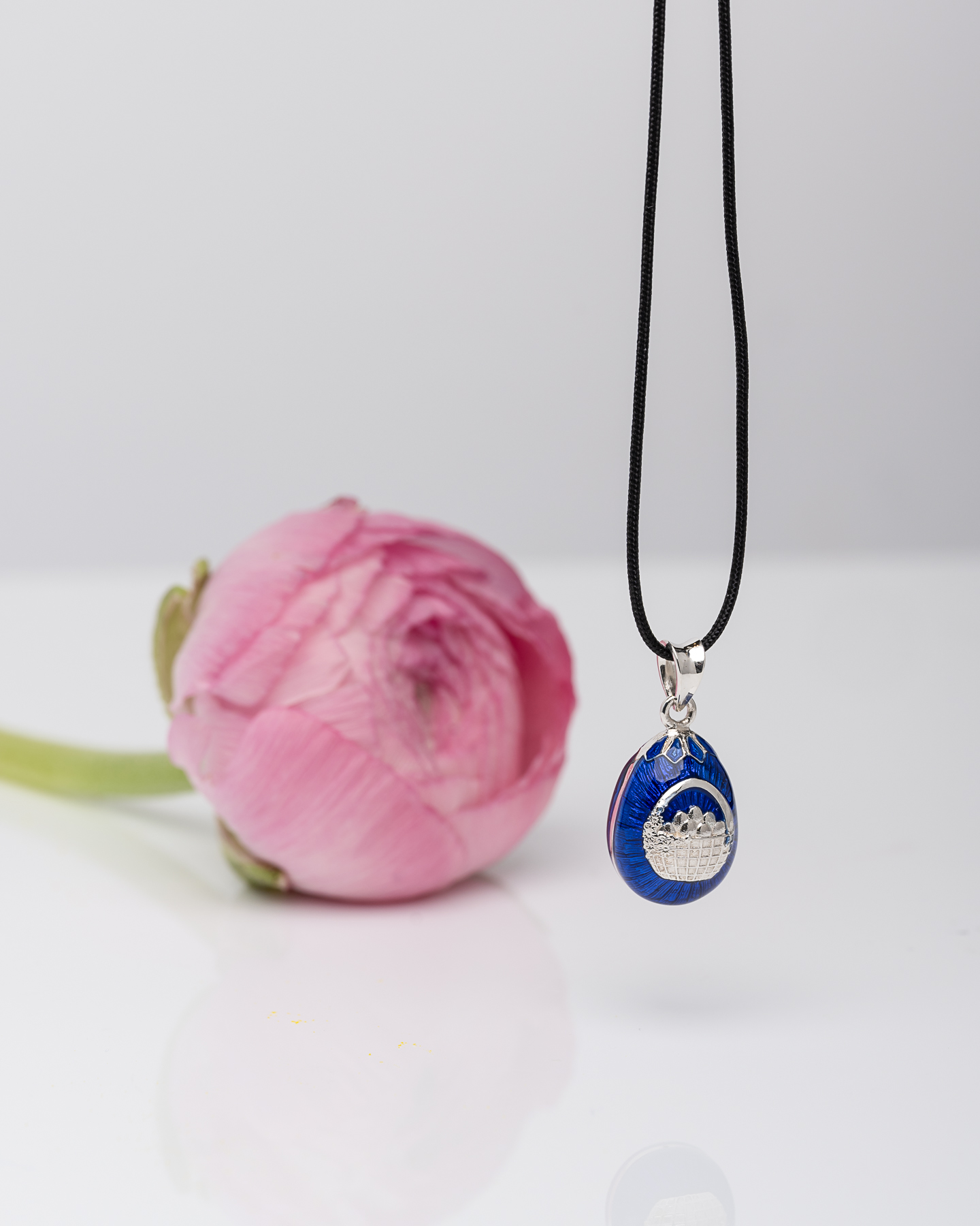 Αυγουλάκι Μενταγιόν Ασήμι 925 με Διαφανές Σμάλτο & Διακοσμητικό Στοιχείο – Με Κορδόνι - Image 14