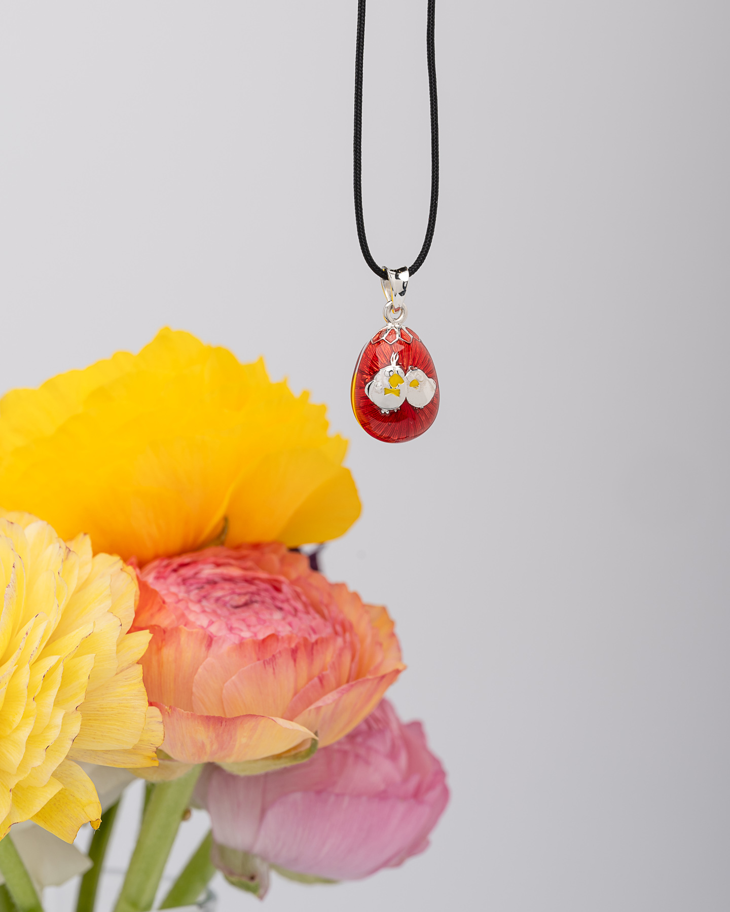 Αυγουλάκι Μενταγιόν Ασήμι 925 με Διαφανές Σμάλτο & Διακοσμητικό Στοιχείο – Με Κορδόνι - Image 13