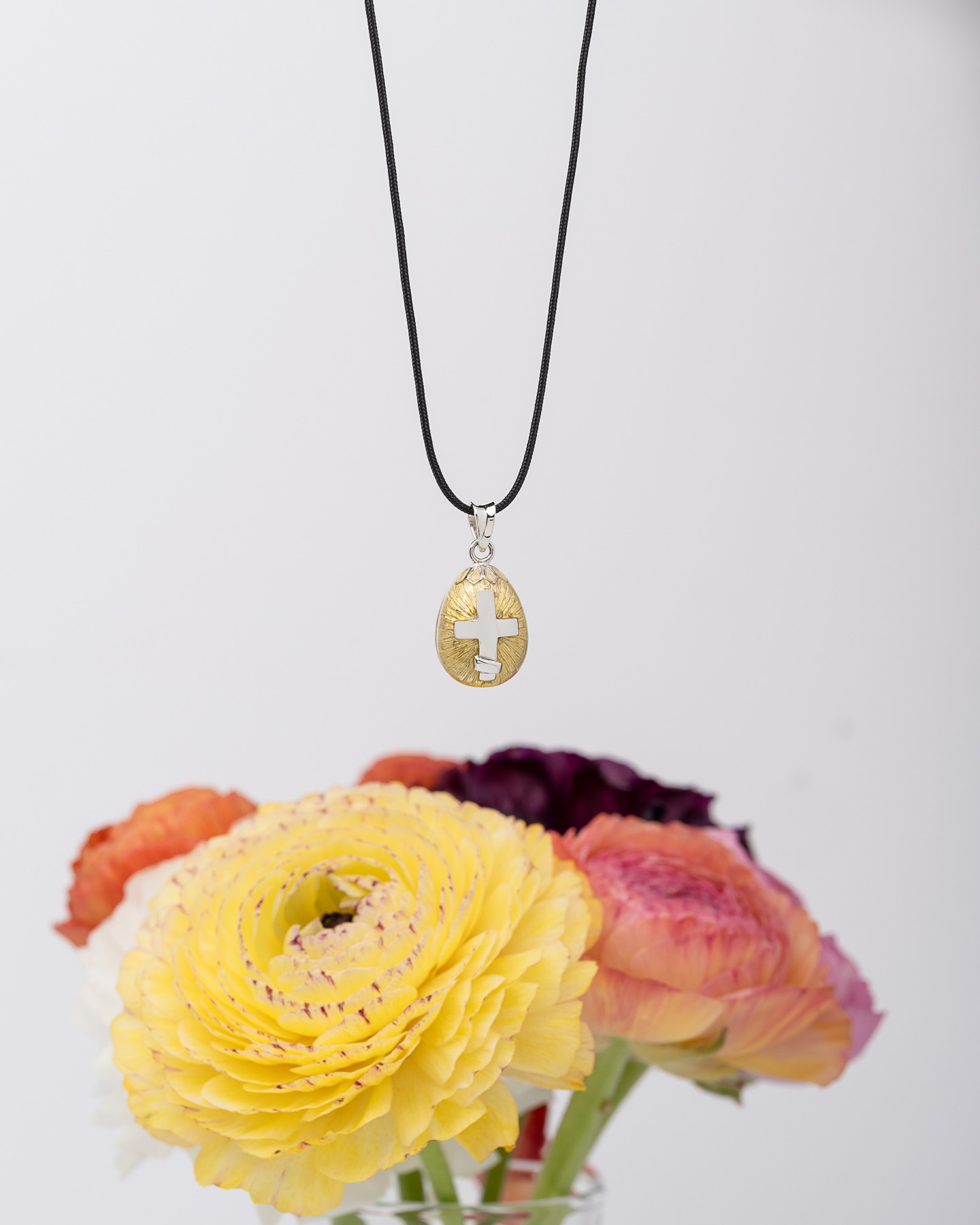 Αυγουλάκι Μενταγιόν Ασήμι 925 με Διαφανές Σμάλτο & Διακοσμητικό Στοιχείο – Με Κορδόνι - Image 7