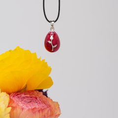 Πασχαλινό Ασημένιο Αυγουλάκι 925 με Χρωματιστό Σμάλτο & Τριαντάφυλλο