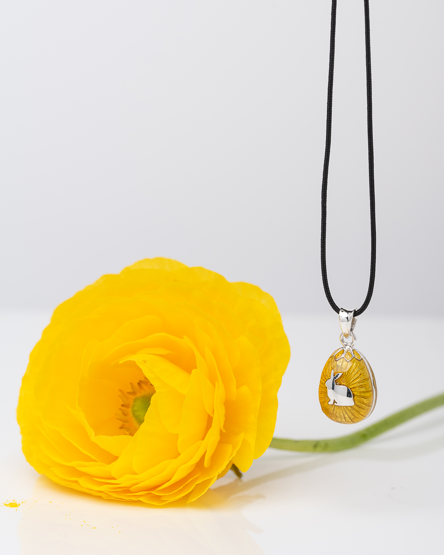 Αυγουλάκι Μενταγιόν Ασήμι 925 με Διαφανές Σμάλτο & Διακοσμητικό Στοιχείο – Με Κορδόνι - Image 12